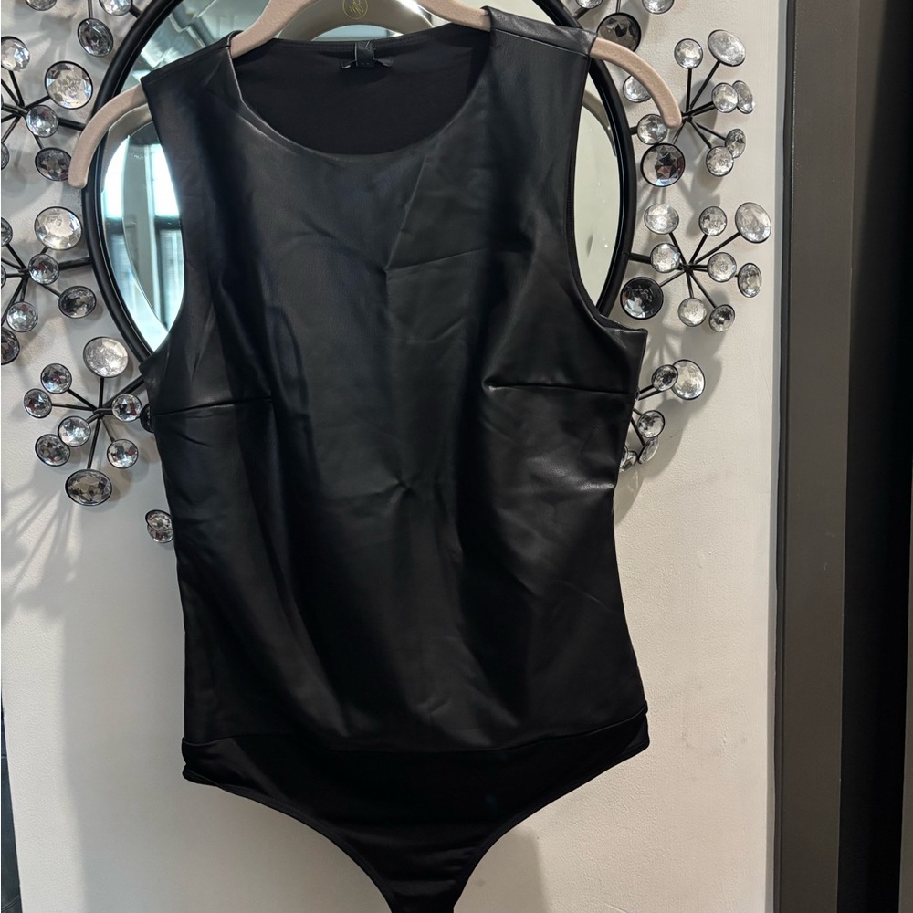 Express Black Faux Leather Top